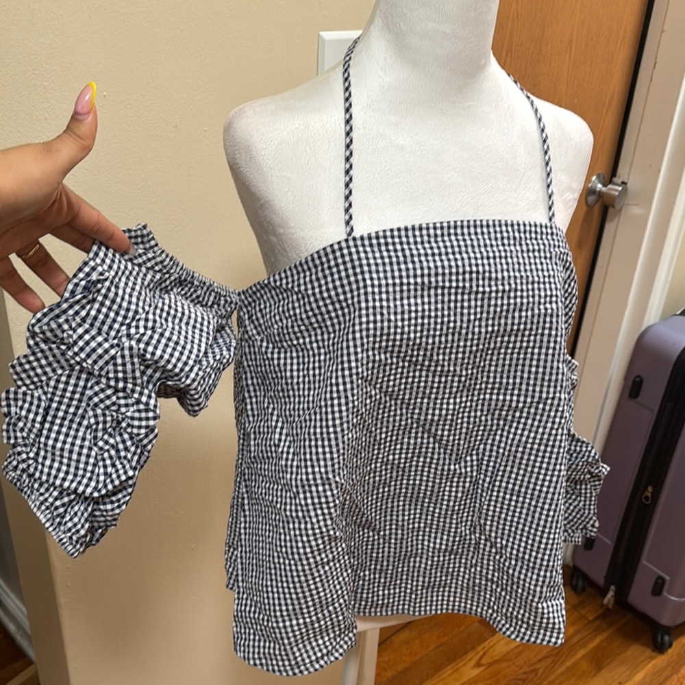 Gingham Halter Top - Black and White